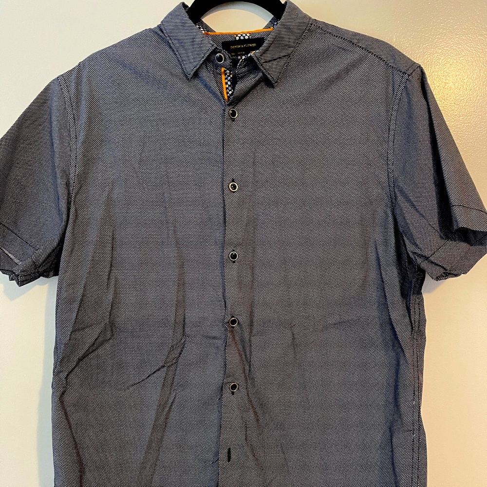 Mens large denim and flower shirt
